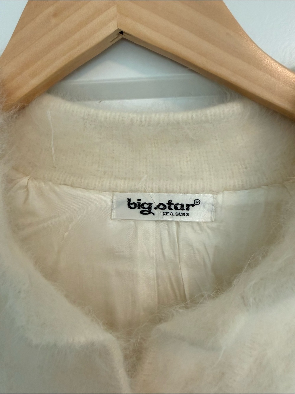 Vintage 80’s Big Star Angora Cream Button-Front Women's Cardigan Lined - M fit - Picture 5 of 15